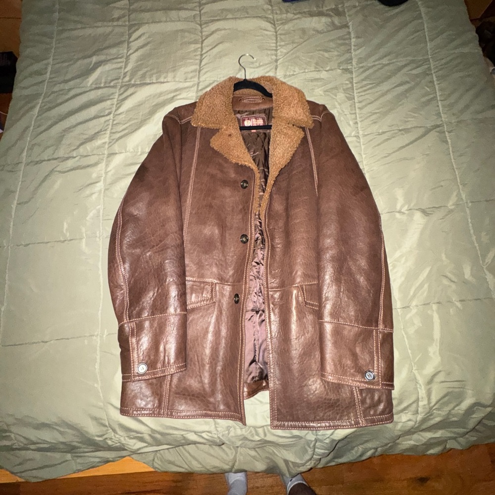 Wilsons Leather Brown Jacket with Shearling Collar